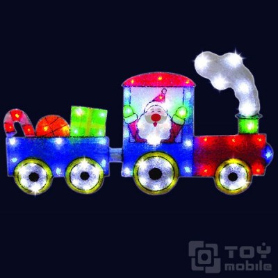 Новогоднее панно «Санта на поезде» уличное (79х44см,48 LED)